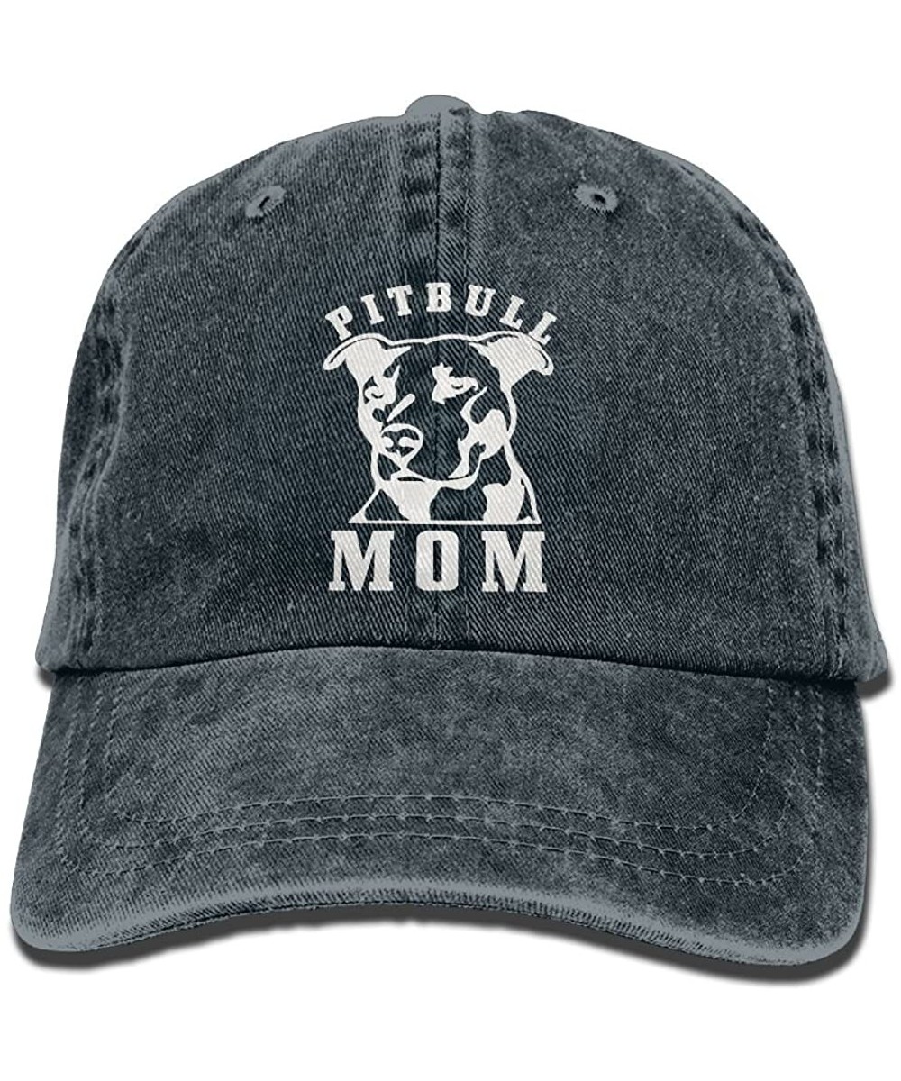 Baseball Caps Proud Pitbull Mom Hipster Unisex Denim Jeans Adjustable Baseball Hat Hip-Hop Cap for Women - Navy - CX1803TK452...