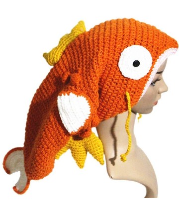 Skullies & Beanies Orange Big Goldfish Hat Handmade Knit Animal Cap Funny Costume Beanie - Adult - CO18I6HO990 $25.38