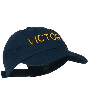 Baseball Caps Victory Embroidered Washed Cap - Navy - C111MJ3TYHN $28.49