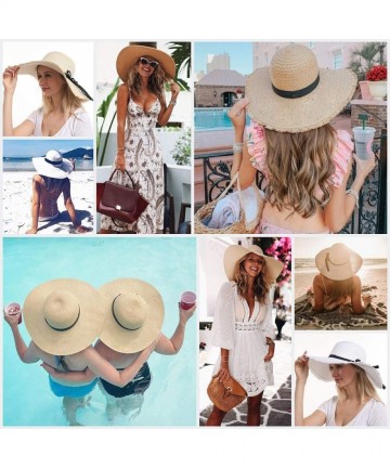 Sun Hats Wide Brim Straw Sun Hat- Beach Hat for Women- Brown- One Size - CV194OE5QSX $17.91