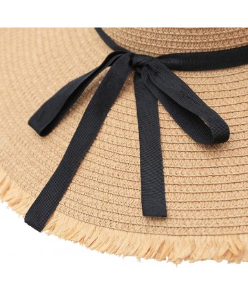 Sun Hats Wide Brim Straw Sun Hat- Beach Hat for Women- Brown- One Size - CV194OE5QSX $17.91