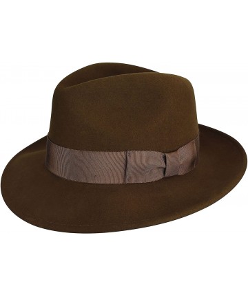 Fedoras 100% Wool Frederick Wide Brim Fedora Hat - Chestnut - CJ182MGK3W7 $68.05
