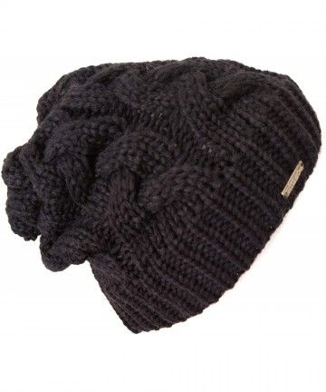Skullies & Beanies Warm Winter Beanie for Women Chunky Cable Knit Hat M179 - Black - CF11B2NOJJJ $21.53