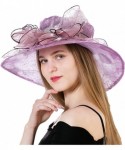 Sun Hats Women's Polka Dot Kentucky Derby Hats Church Hat Tea Party Wedding Organza Hats - Purple - C817Z72YRXO $31.52