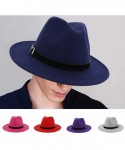Fedoras Belt Buckle Fedoras Women's Hat Wide Brim Jazz Hats Classic Mens Manhattan Hats - Khaki - C61935KRAQL $12.39
