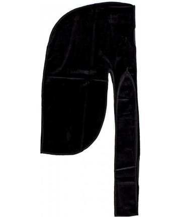 Skullies & Beanies Velvet Du-Rag-Premium Quality-Wave Cap Long Straps - Black - C218CIUA9I5 $22.64