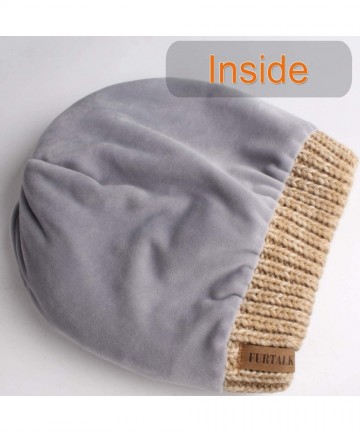 Skullies & Beanies Winter Beanie for Women Fleece Lined Warm Knit Skull Slouch Beanie Hat - 17-fog Gray - CH18UR6SEAC $16.16