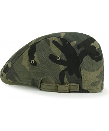 Newsboy Caps Camouflage Cotton Fitted Gatsby Newsboy Hat Cabbie Hunting Flat Cap - Olive Green - CT18QO3990A $31.57