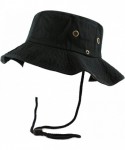 Sun Hats 100% Cotton Stone-Washed Safari Wide Brim Foldable Double-Sided Sun Boonie Bucket Hat - Black - CE18RK8RGTU $15.39