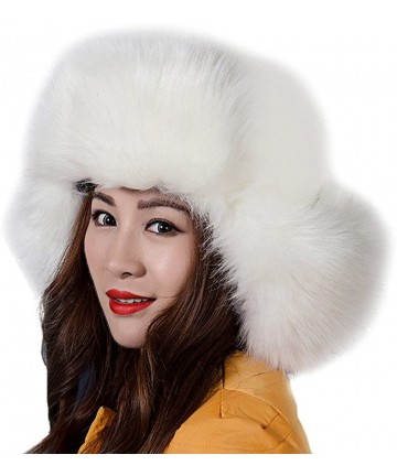 Bomber Hats Women's Russian Cossack Style Faux Fur Winter Ushanka Hat - White - CJ128S82IO3 $68.43