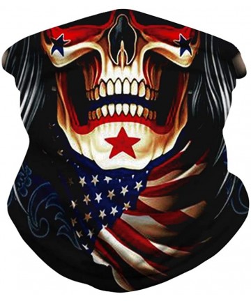 Balaclavas Bandana Face Mask Neck Gaiter- Dust Wind UV Protection Vivid 3D Mouth Cover for Women Men - American Flag Skull - ...