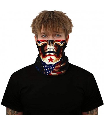 Balaclavas Bandana Face Mask Neck Gaiter- Dust Wind UV Protection Vivid 3D Mouth Cover for Women Men - American Flag Skull - ...