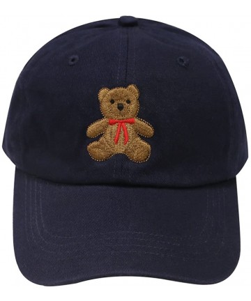 Baseball Caps Teddy Bear Cotton Baseball Cap - Navy - CJ12LC6Z1XD $16.58