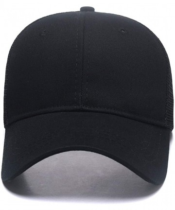 Baseball Caps Custom Embroidered Baseball Caps Ponytail Messy High Bun Hat Ponycaps Adjustable Mesh Trucker Hats - Black - CW...