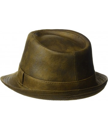 Fedoras Men's Faux Ultra-Suede Leather Fedora with Satin Lining - Distressed Rust - CA11IGVVJCP $49.01