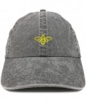 Baseball Caps Bee Embroidered Washed Cotton Adjustable Cap - Black - CU12IFNRNA9 $23.46