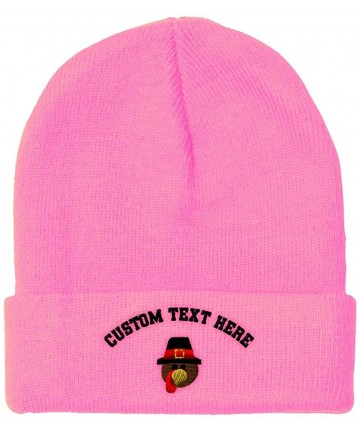 Skullies & Beanies Custom Beanie for Men & Women Thanksgiving Turkey Face Embroidery Skull Cap Hat - Soft Pink - CI18ZS3G5DG ...