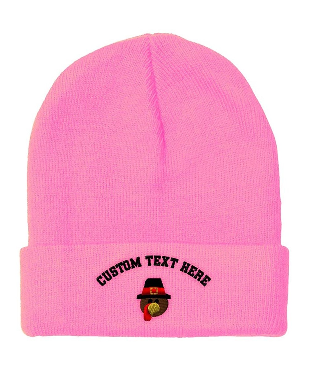 Skullies & Beanies Custom Beanie for Men & Women Thanksgiving Turkey Face Embroidery Skull Cap Hat - Soft Pink - CI18ZS3G5DG ...