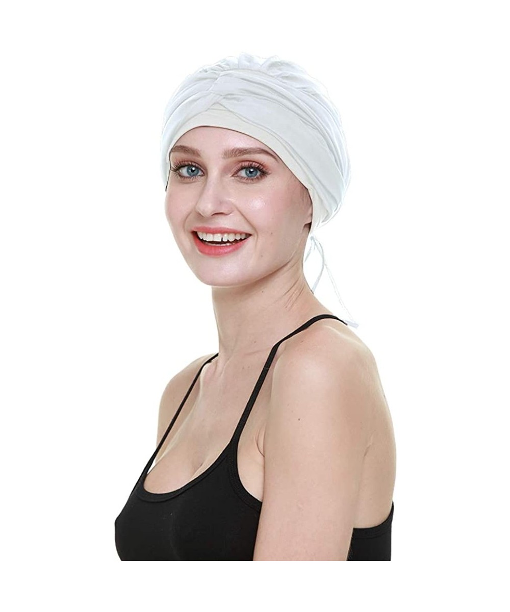 Skullies & Beanies Chemo Headwear Headwrap Scarf Cancer Caps Gifts for Hair Loss Women - Bleached White - C918EIOEN7D $21.04
