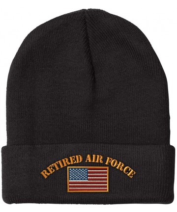 Skullies & Beanies Beanie for Men & Women Retired Air Force Embroidery Acrylic Skull Cap Hat 1 Size - Black - CH18L5RIATN $18.79