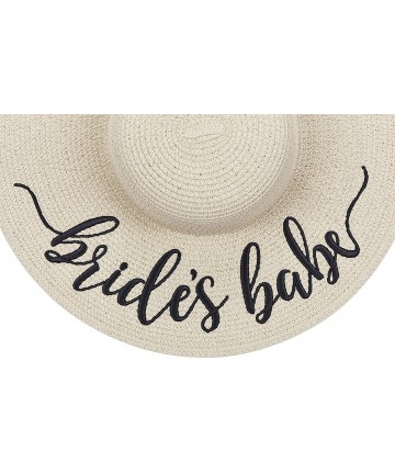 Sun Hats Womens Embroidered Straw Sun Hat Bridal Shower Gift Bachelorette Honeymoon - Bride's Babe - C818AD0LUSZ $24.29