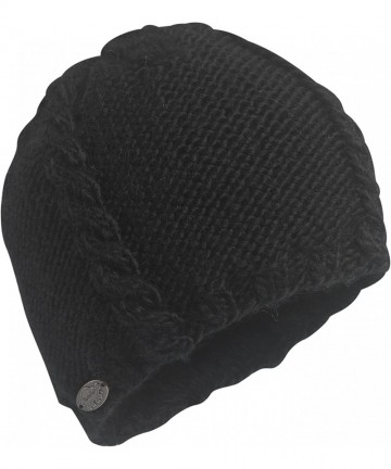 Skullies & Beanies Women's Cabler- Heavyweight Merino Wool Hand Knit Beanie - Black - C511VD6PC91 $51.01