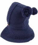 Skullies & Beanies Toddler Baby Fleece Lined Winter Hat Knit Windproof Hood Sarf Beanie - Navy - CM18Z35XDW7 $14.46