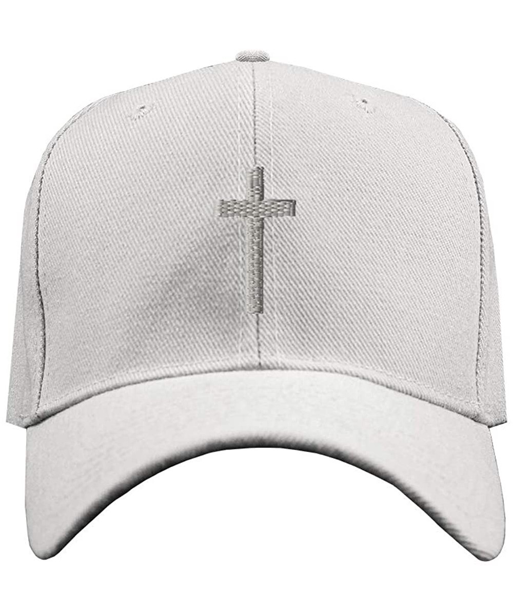 Baseball Caps Baseball Cap Cross Silver Embroidery Acrylic Dad Hats for Men & Women Strap - White Personalized Text Here - CW...
