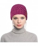 Skullies & Beanies Ponytail Beanie Hat for Women- Girls BeanieTail Soft Stretch Cable Knit Messy High Bun Winter Cap - Purple...