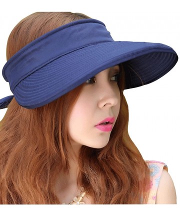 Sun Hats Womens Casual Wide Brim 2in1 UV Traveler Summer Golf Sun Hat - Navy - CR11ZCIJHOH $13.15