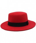 Fedoras Fedora Hats Wool Boater Flat Top Hat for Women's Felt Wide Brim Laday Prok Pie Chapeu De Feltro Bowler Gambler - CH18...