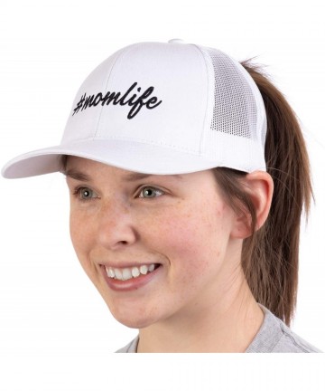 Baseball Caps Momlife - Ponytail Trucker Hat- Funny Cute Mom Life Mommy Mother Pony Tail Cap - White - CF18Q2AKYLA $18.16