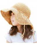 Sun Hats Girls Floppy Foldable Packable Wide Brim Summer Sun Hats Beach Straw Hat for Toddlers Kids - Beige - CM18DO545WY $16.61