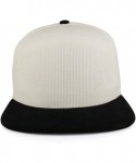 Baseball Caps Plain Corduroy Textured Suede Flat Bill Snapback Cap - White Black - CY185R6D5SU $21.05