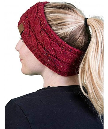 Cold Weather Headbands Womens Ear Warmers Headbands Winter Warm Fuzzy Cable Knit Head Wrap Gifts - Wine Red - CW18AHMQ4D9 $13.09