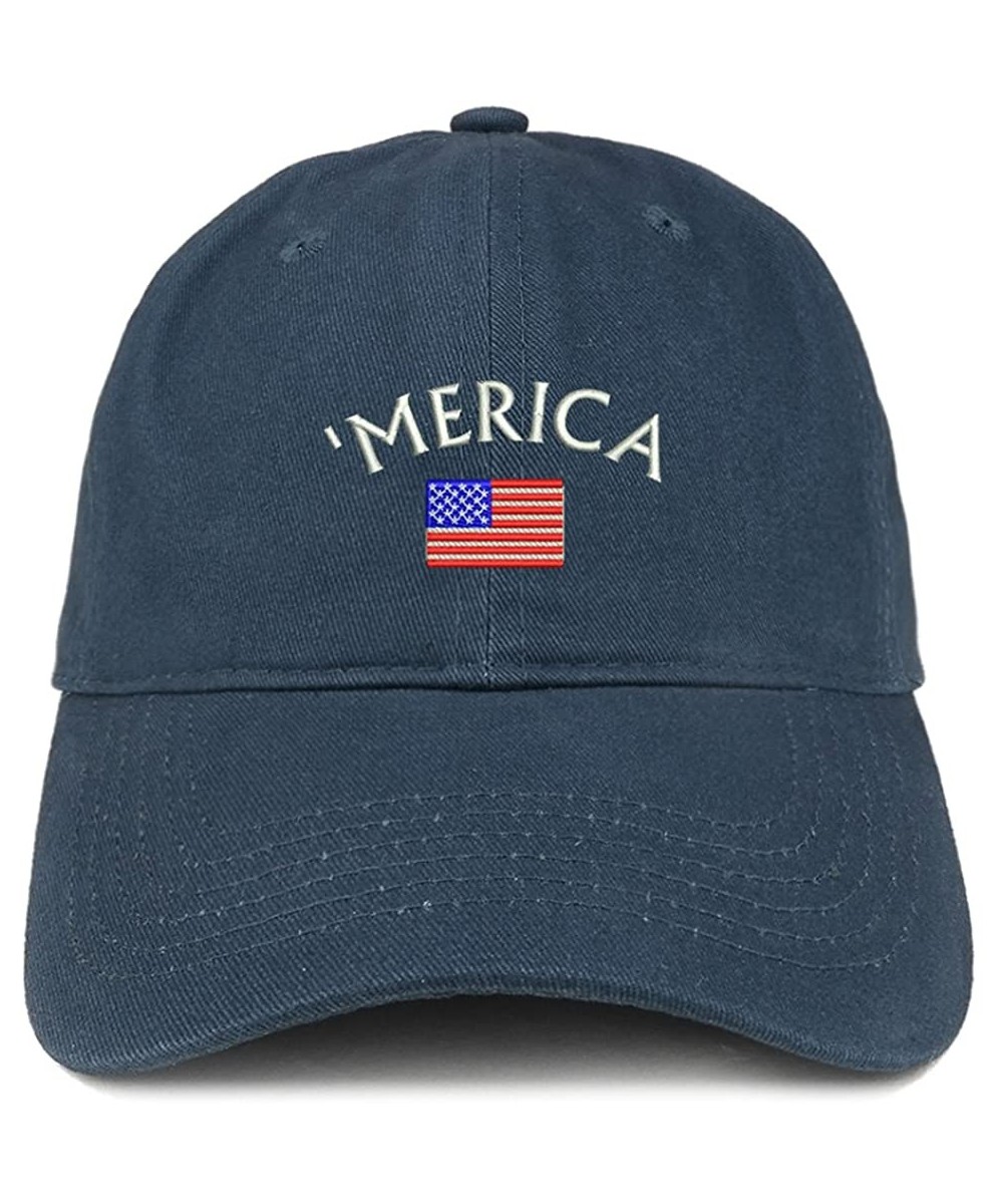 Baseball Caps Merica Small American Flag Embroidered Dad Hat Cotton Baseball Cap - Navy - CW12JO1GEUH $22.42