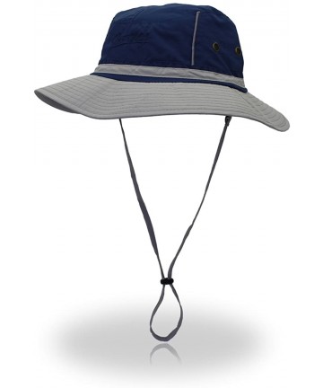 Sun Hats Outdoor Sun Hats with Wind Lanyard Bucket Hat Fishing Cap Boonie for Men/Women/Kids - Blue Grey - CM17YLZCONG $15.97