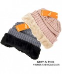 Skullies & Beanies Me Plus Winter Fleece Lined Soft Warm Cable Knitted Beanie Hat for Women & Men - 2 Pack - Grey & Pink - CJ...