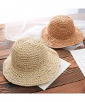 Sun Hats Girls Floppy Foldable Packable Wide Brim Summer Sun Hats Beach Straw Hat for Toddlers Kids - Beige - CM18DO545WY $16.61