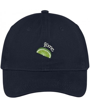 Baseball Caps Lime Half Slice Embroidered Cap Premium Cotton Dad Hat - Navy - CX1836CENZL $25.18