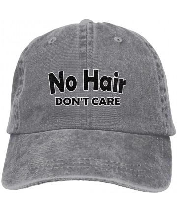 Baseball Caps Mens/Womens No Hair Don't Care Funny Denim Hat Trucker Cap Cotton Black - Ash - CI18CSCCQZ3 $23.63