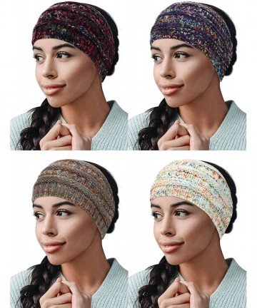 Skullies & Beanies 4 Pieces Women Winter Knitted Horsetail Headband Crochet Beanie Cable Knit Headwrap - CE18YA5WZTW $26.85