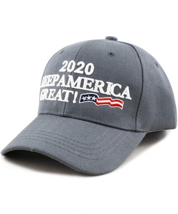 Baseball Caps Trump 2020 Keep America Great 3D Embroidery American Flag Baseball Cap - 018 Grey - C318WO9II4R $18.13