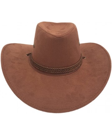 Cowboy Hats Men's Outback Faux Felt Wide Brim Western Cowboy Hat - Coffee - C418A89GD96 $20.49