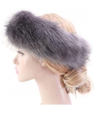 Cold Weather Headbands Women's Faux Fur Headband Elastic Head Warmer Luxurious Earmuff Snow Hat - Deep Gray - C018K6CXARE $19.94