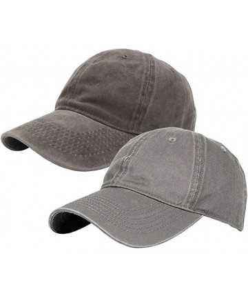 Baseball Caps 2 Pack Vintage Washed Dyed Cotton Twill Low Profile Adjustable Baseball Cap - A-grey+coffee - CY18WXRLUCR $24.78