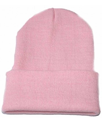 Skullies & Beanies Unisex Slouchy Knitting Beanie Hip Hop Cap & Warm Winter Ski Hat - Pink - C7187R8CNMX $17.95