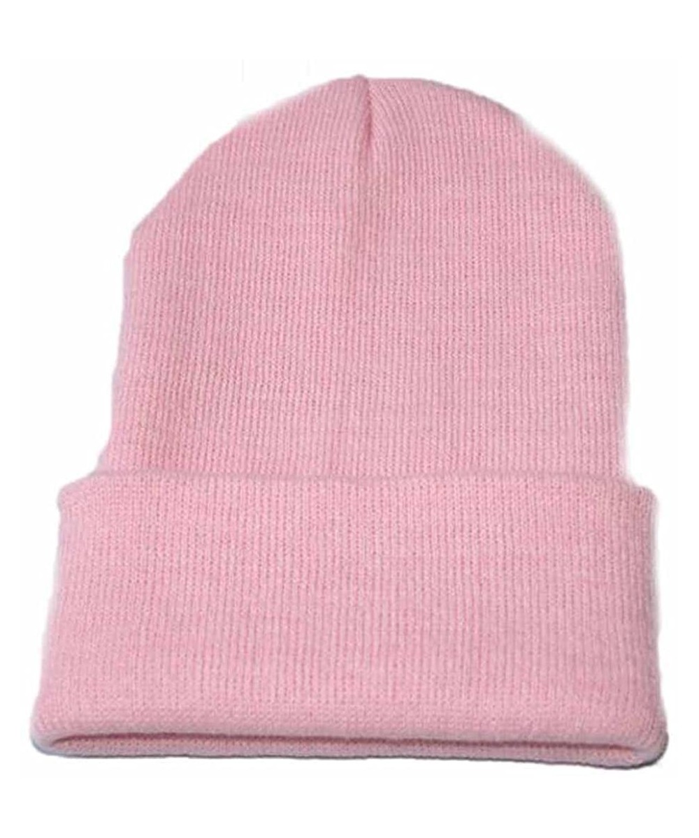 Skullies & Beanies Unisex Slouchy Knitting Beanie Hip Hop Cap & Warm Winter Ski Hat - Pink - C7187R8CNMX $12.34