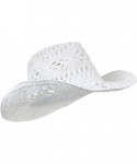 Cowboy Hats Men & Women's Summer Cowboy Cowgirl Straw Hat Hollow Out Woven Roll Up Wide Brim Hat - White - CK18QEH5EUG $12.92