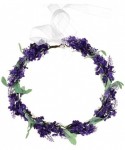 Headbands Lavender Flower Crown Floral Wreath Headband Photo Props - Purple - CY18DU3AKWT $12.55